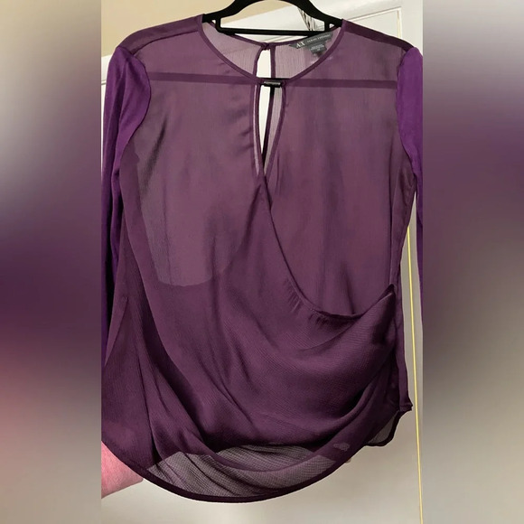 Armani Exchange Purple Crossover Blouse Long Sleeve Top Size SP - Picture 3 of 12